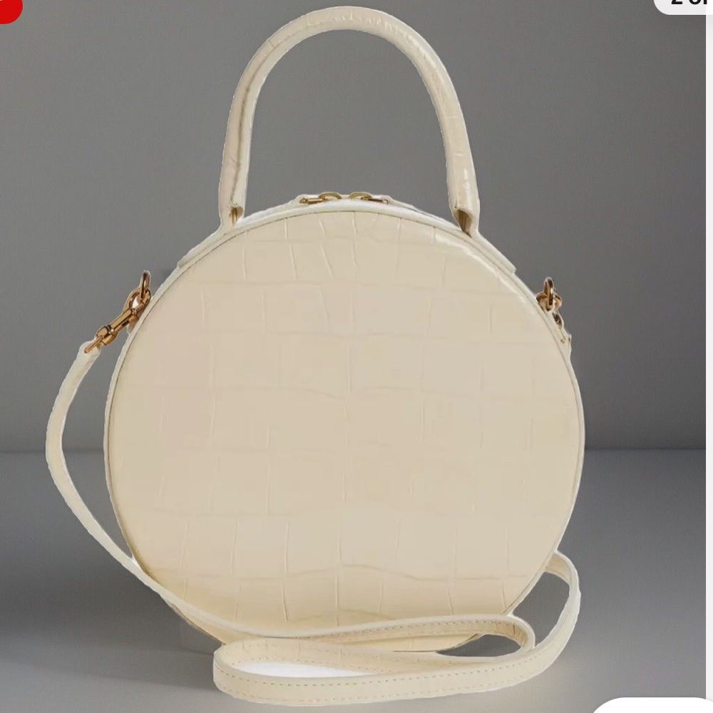 Mansur Gavriel Dune Croc-Embossed Circle Crossbody Bag